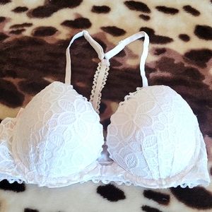 White Front Clip RazorBack Pink Bra